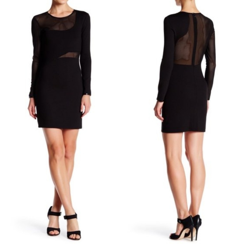 Rebecca Minkoff  black mesh faux leather tr Dress
